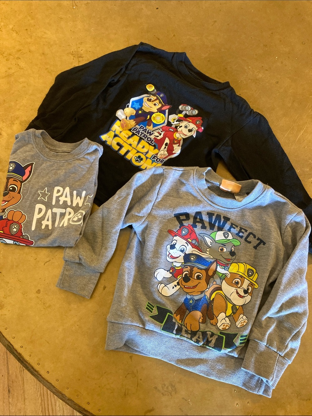 Paw Patrol 3 piece lot - long sleeve, short sleeve, sweatshirt